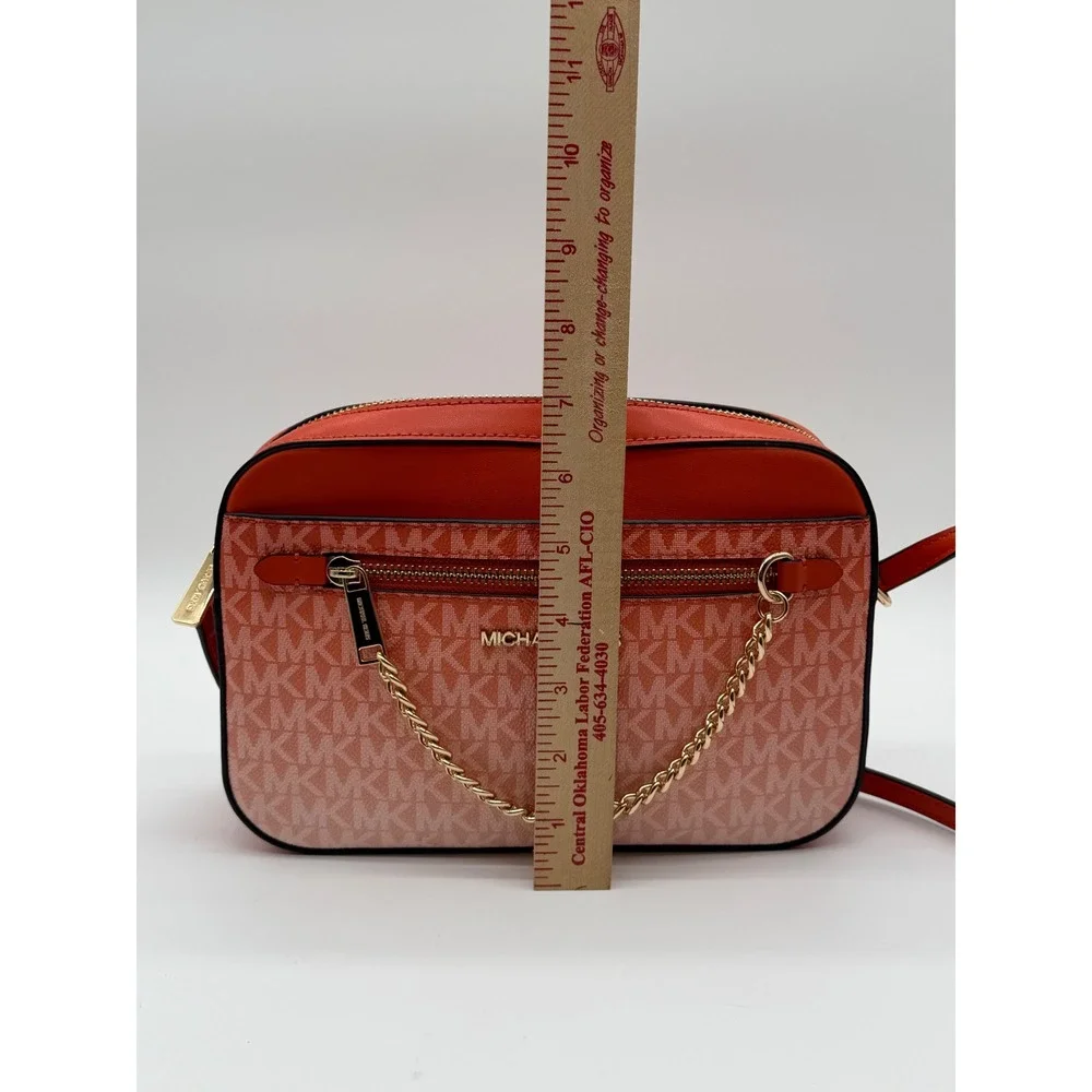 Michael Kors Jet Set Large EW Crossbody Bag Orange Pink Monogram Logo